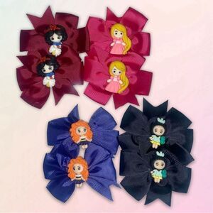 Princess Theme, 3” Colorful, Mini Bow Collection, 4 sets of Two